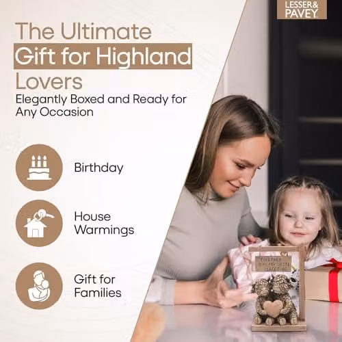 Garden Greatness Hughie Highland Cow Together Tabletop Ornament, Brown and Multicolour – 4