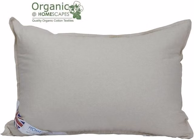 Homescapes Organic Cotton Rectangular Pillow with Microfibre Filling in Beige and Yellow