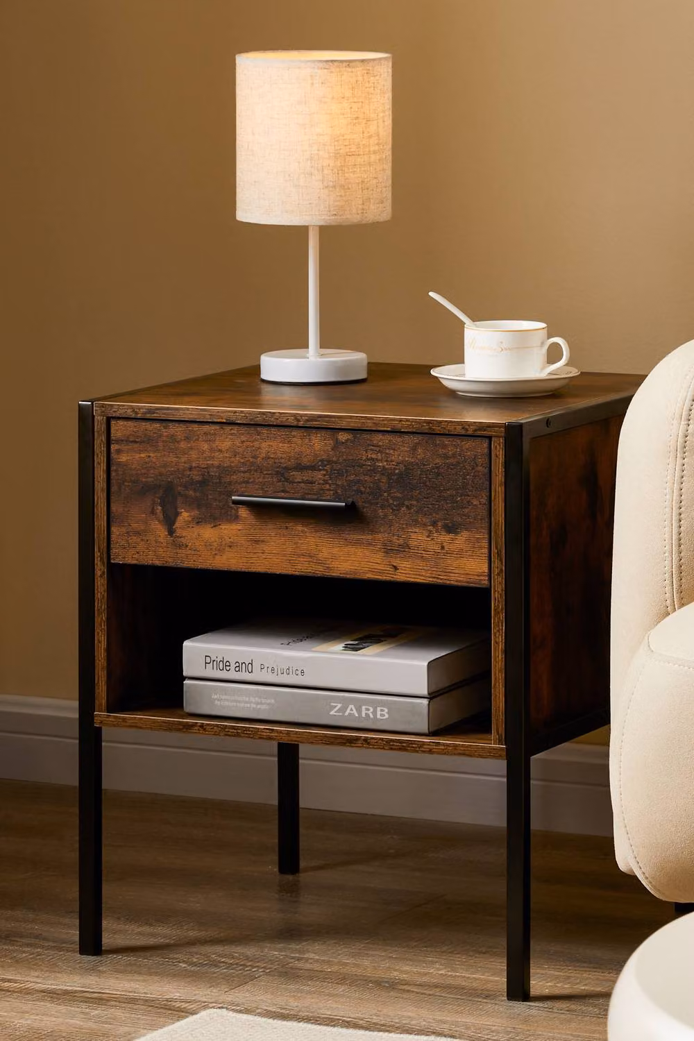 HD Designs Brooklyn 1 Drawer Bedside Cabinet Storage Unit in Dark Brown – 4