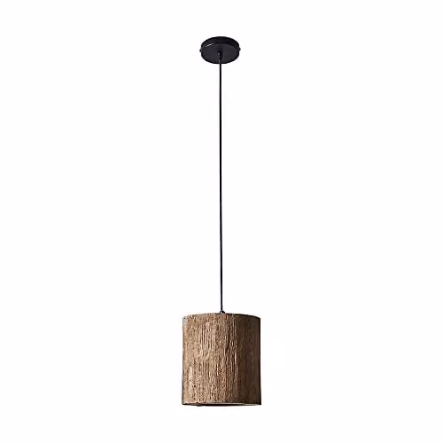 MiniSun Natural Rustic Wooden Tree Log Cylinder Ceiling Light Shade in Brown and Grey with Warm White LED Bulb – 1