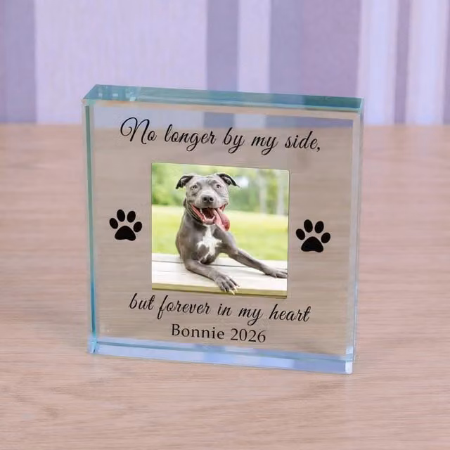 Uniqueful Personalised Forever in my Heart Pet Memory Glass Token in Transparent and Beige