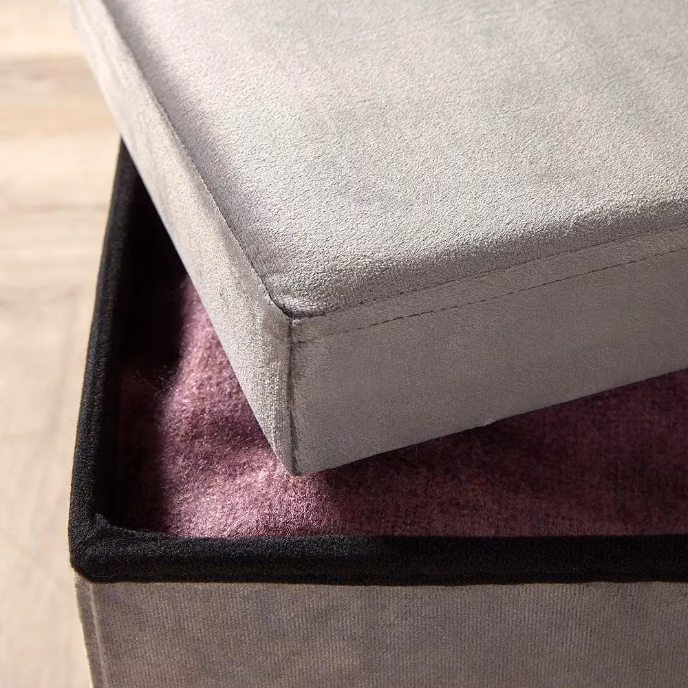 Home Source Folding Ottoman Storage Chest in Grey – 2