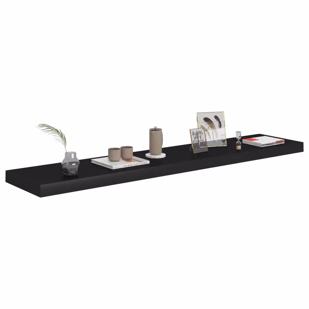 Berkfield Home Durable Floating Wall Shelves, 2 Pack, Black, W/D/H: 120 x 23.5 x 3.8 cm – 5