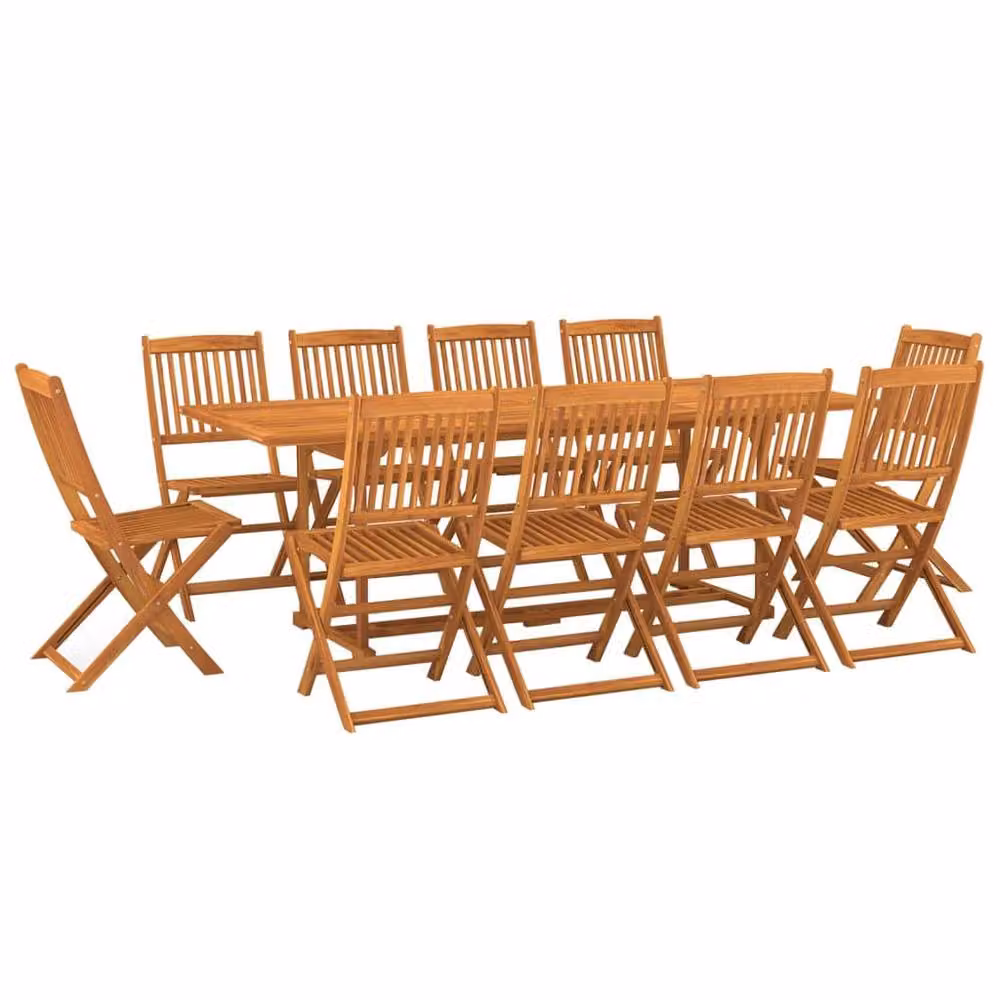 Berkfield Home 11 Piece Garden Dining Set in Brown Oiled Solid Acacia Wood – 2