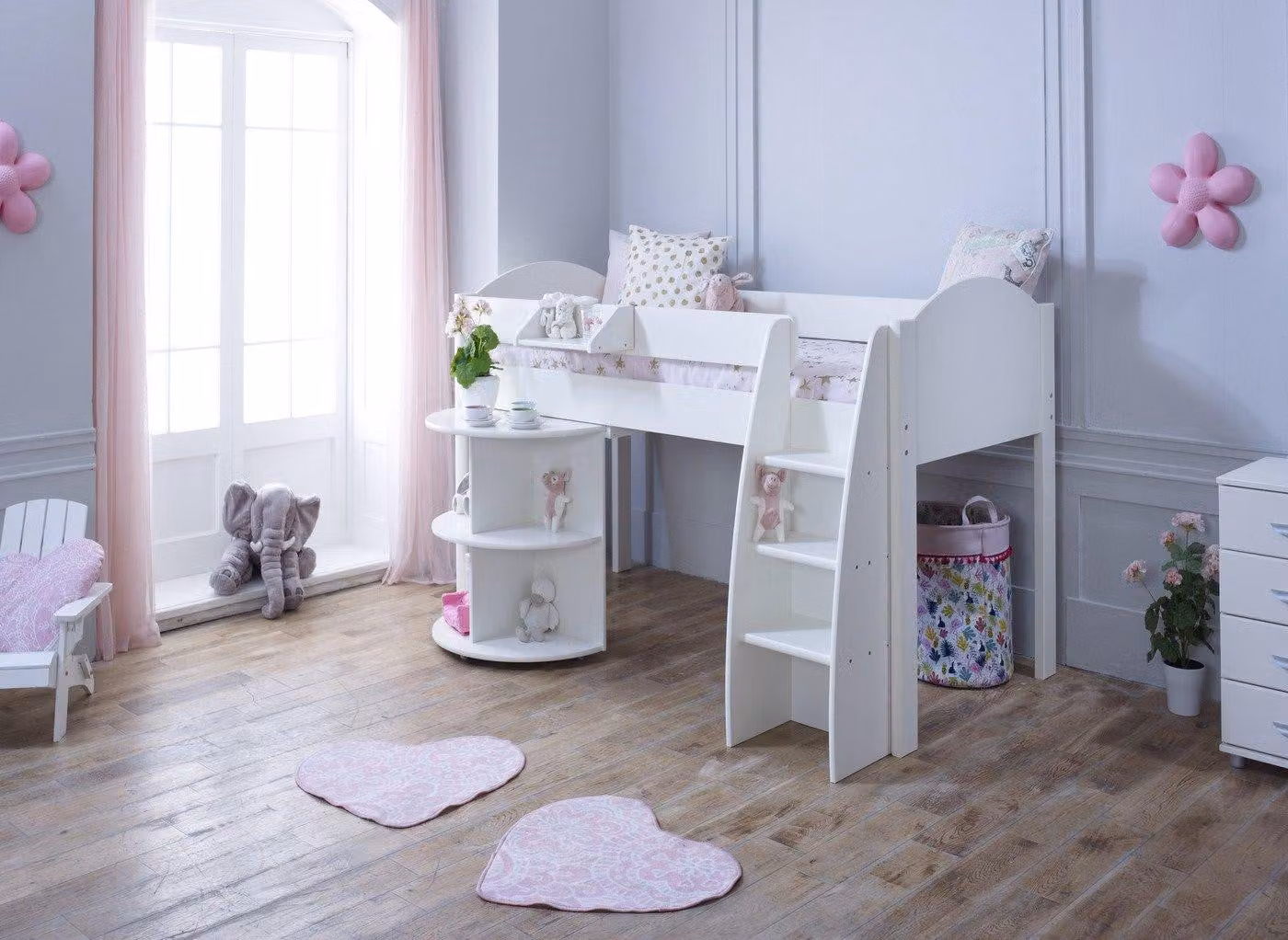 Dreams Milly Kids Mid Sleeper with Desk in White Solid Wood