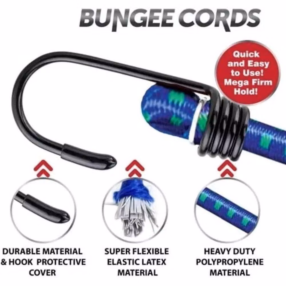 Flavora Multicolour Bungee Straps and Cords Set with Hooks, W/D/H: 1000 x 52 x 52 cm – 2