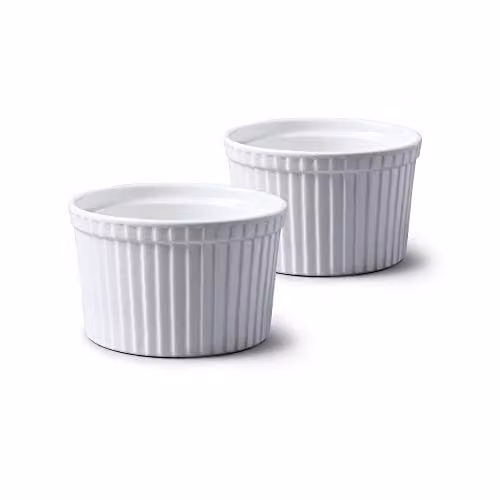 WM Bartleet & Sons Set of 2 White Porcelain Deep Ramekins with Lids, 10 cm Diameter – 1