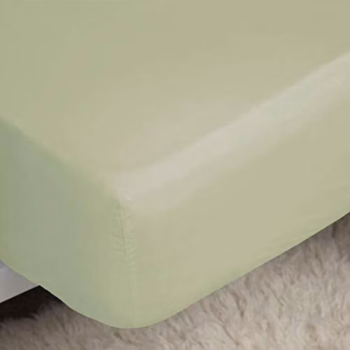Belledorm Easycare Cotton Percale Kingsize Fitted Sheet - Green, W/D/H: 180 x 200 cm