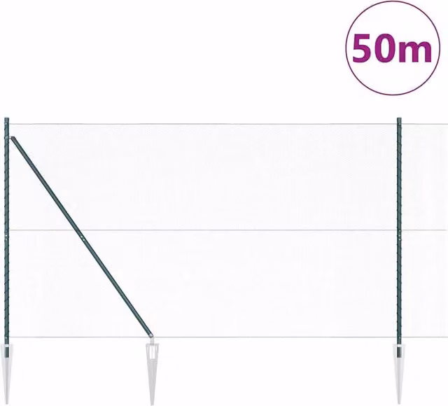 Berkfield Home Green Powder-Coated Steel Hexagon Fence, W/H: 1.5 x 50 m – 1