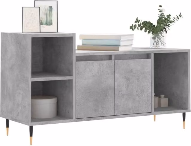 Berkfield Home TV Cabinet in Concrete Grey, W/D/H: 100 x 35 x 55 cm