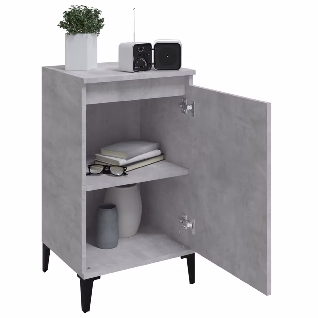 Berkfield Home Set of 2 Modern Bedside Cabinets in Concrete Grey, W/D/H: 40 x 35 x 70 cm – 4