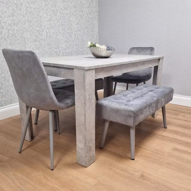Kosy Koala Modern Grey Rectangular Dining Set with Table and 2 Benches