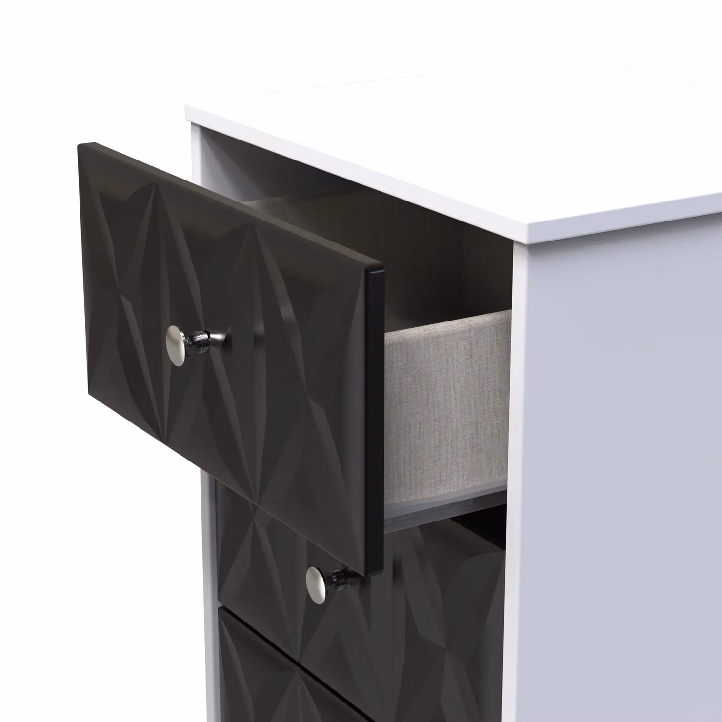 2 U Memphis 5 Drawer Tall Bedside Chest in Black – 3