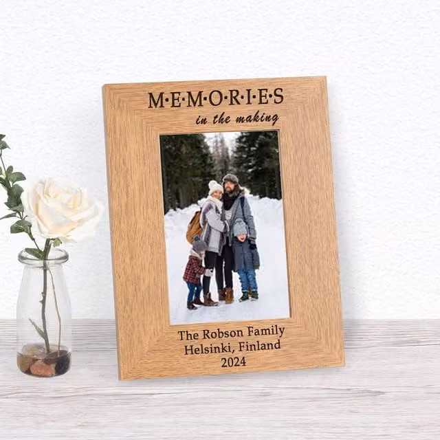Uniqueful Personalised Memories Rectangular Wood Picture Frame, Brown, 7 x 5 in