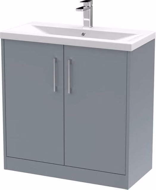 Balterley Winshill Contemporary 2 Door Floor Standing Bathroom Vanity Basin Unit, Grey, W: 80 cm, H: 84.3 cm – 1