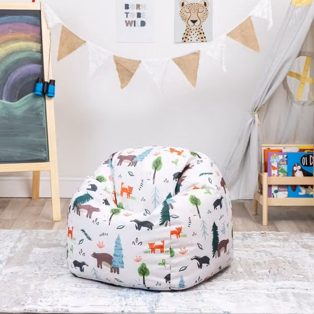 ICON Multicolour and White Fabric Kids Bean Bag Chair for Children