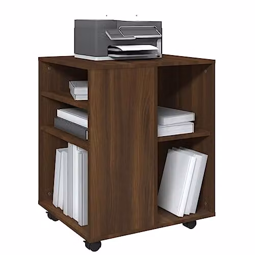 vidaXL Modern Brown Oak Rolling Cabinet with Lockable Castors and MDF Wood Construction for Home Office or Living Room Storage – 3
