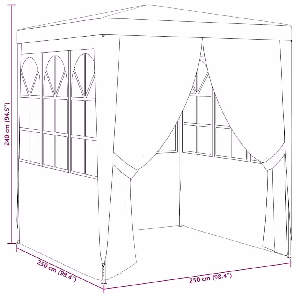 Berkfield Home Professional Party Tent Side Walls in Anthracite and Black, W x H: 2.5 x 2.5 m – 5