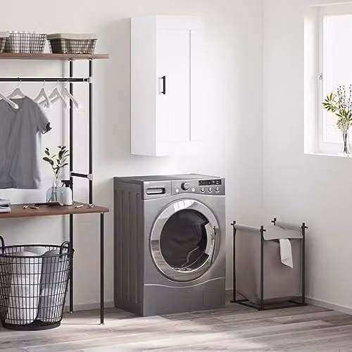 vidaXL Wall Mounted Cabinet in White with Hinged Doors and Internal Shelves, W/D/H: 34.5 x 34 x 90 cm – 2