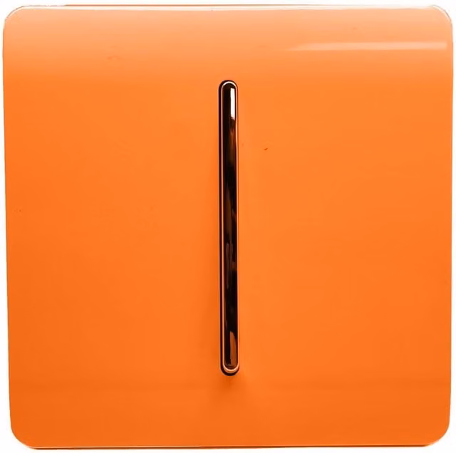 Trendi Switch 1 Gang 2 Way Screwless 10 Amp Light Switch in Sunset Orange and Chrome