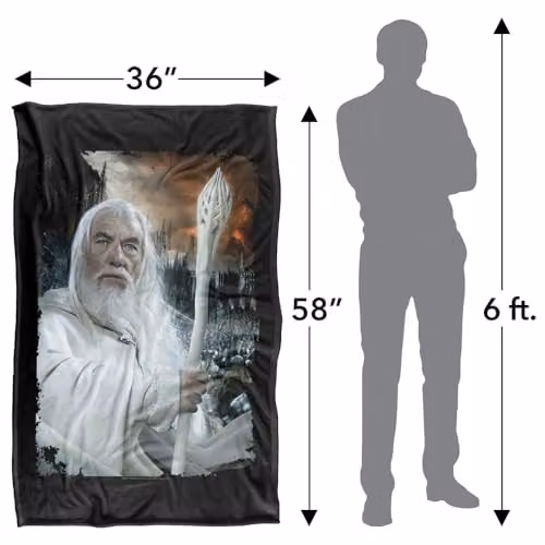 Warner Bros. The Lord Of The Rings Gandalf The White Super Soft Fleece Throw Blanket, W/D/H: 91 x 147 cm, White/Multicolour – 4