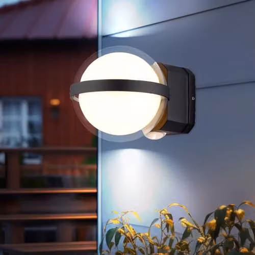 Netlighting Illi Globo Outdoor LED Wall Lamp Anthracite with Warm White Light and Transparent Sphere, IP54 – 2