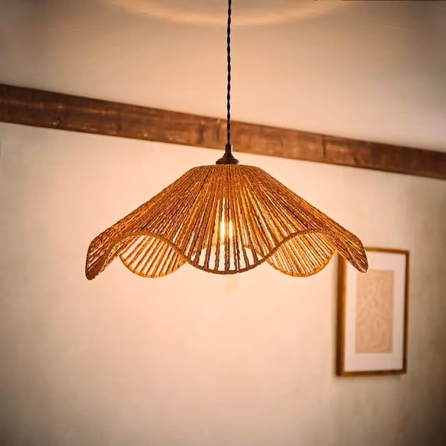 ValueLights Farai Woven Rope Boho Ceiling Lamp Shade in Brown and Beige