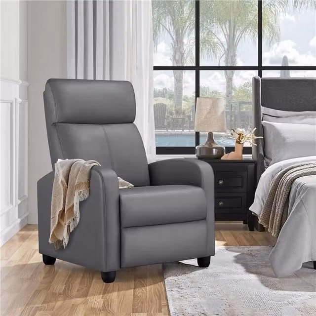 Yaheetech Grey Upholstered Armchair Recliner with Armrests