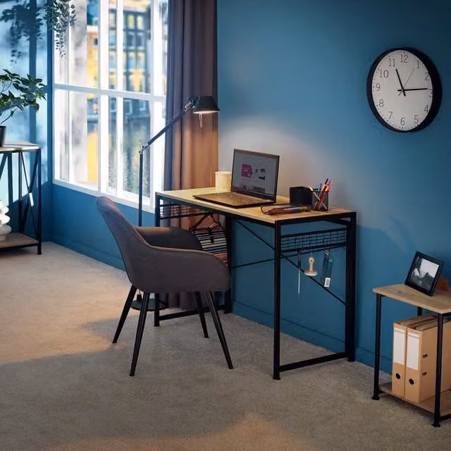Tectake Paterson Industrial Folding Computer Desk in Oak Sonoma and Black