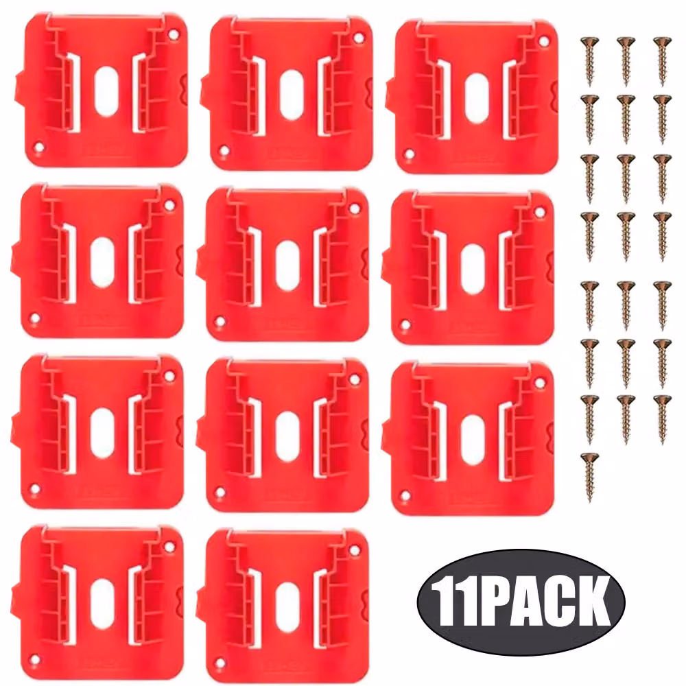 Milwaukee M18 18V Battery Wall Mount Holders, 11 Pack, Red – 3