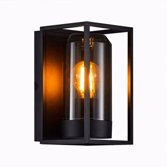 Nordlux Griffin Modern Outdoor Wall Light in Black Metal with Glass, E27, IP44, Mains Powered – 1