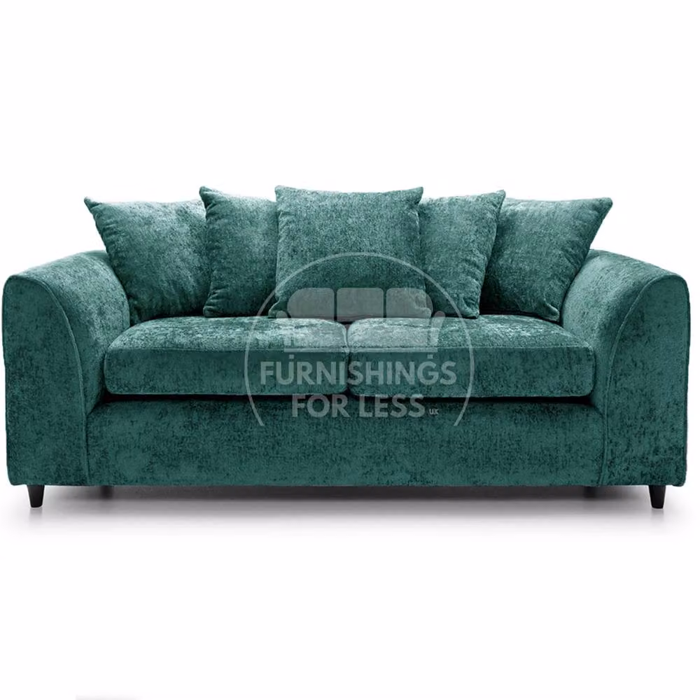 Furnishings For Less UK Monaco Chenille Fabric 3 and 2 Seater Sofa Set in Teal – 2
