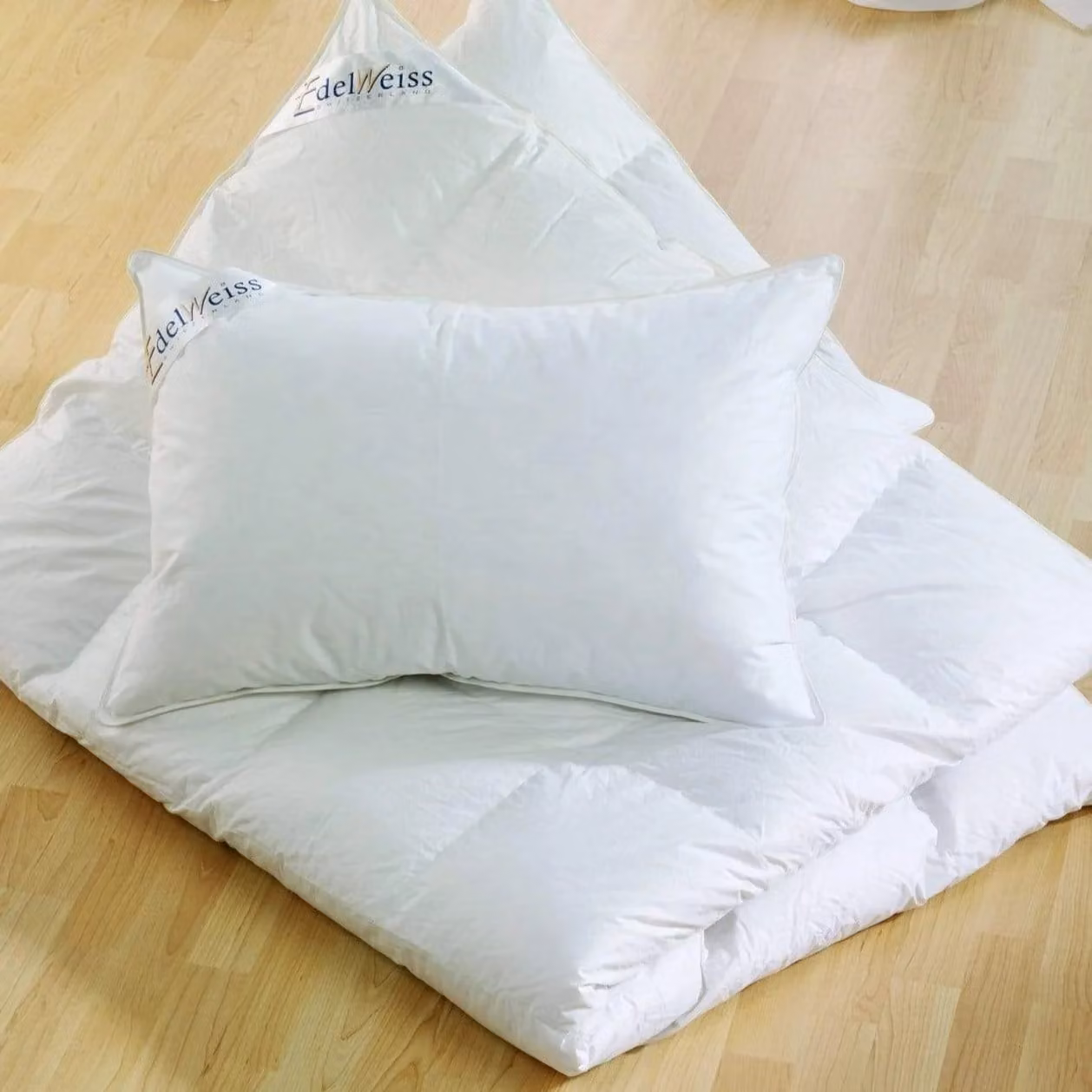 Edelweiss White Hungarian Goose Down Pillow with Cotton Cover