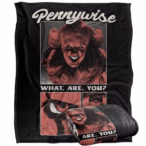 LOGOVISION IT IT Welcome to Derry Pennywise What Are You Silky Touch Super Soft Fleece Throw Blanket, Multicolour, W: 127 cm, D: 152.4 cm – 1