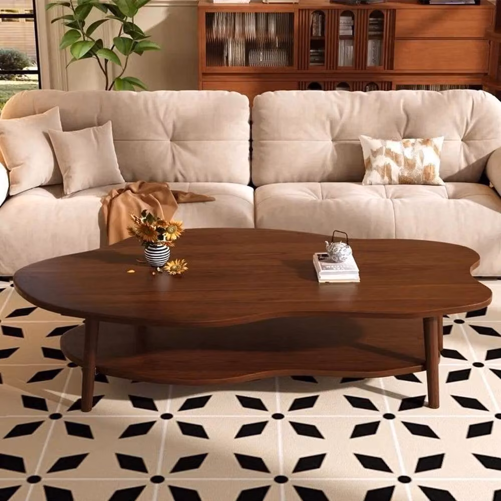 SPETLEK Modern 2-Tier Oval Coffee Table in Brown – 4