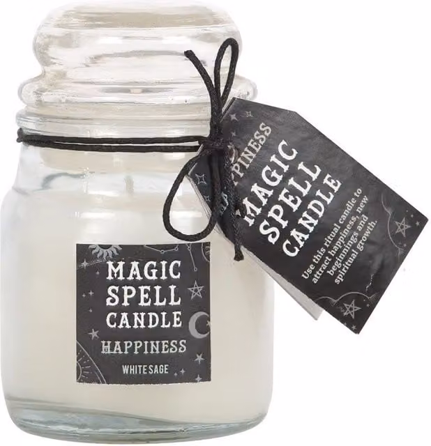 Something Different Magic Spell Happiness White Sage Candle Jar in White Glass – 1