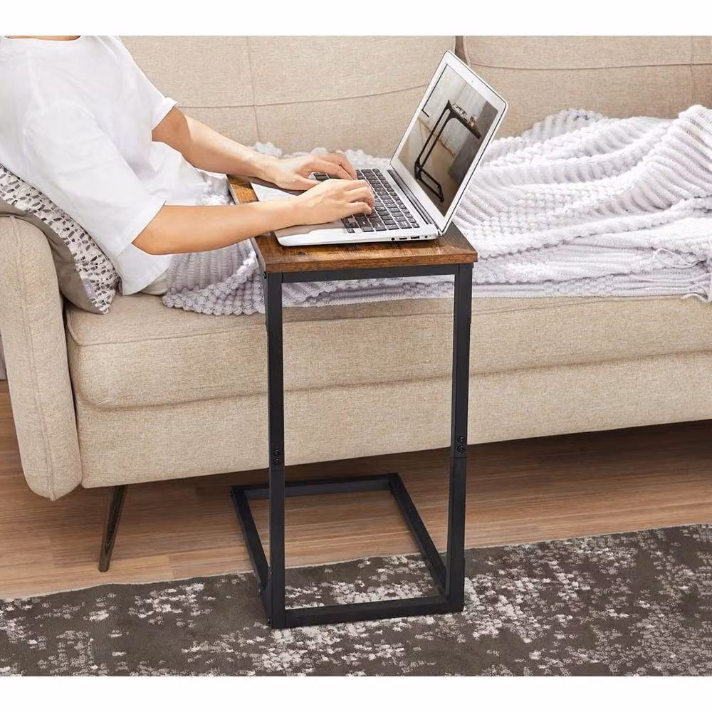 Kelvenix C-Shaped Side Table in Brown and Black with Sled Base – 4