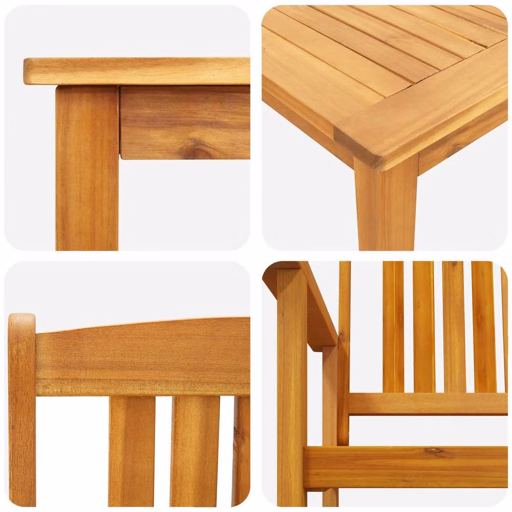 Berkfield Home 5 Piece Rustic Acacia Wood Garden Dining Set in Brown – 3