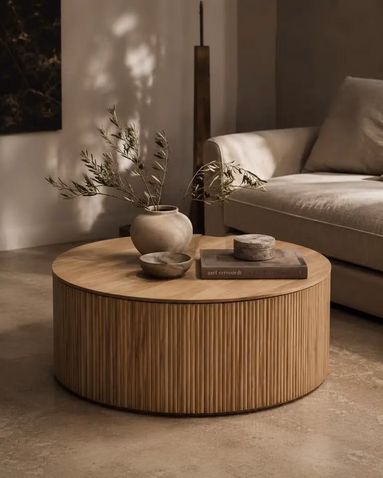 Tommy Franks Costine Round Coffee Table in Ash Oak Brown