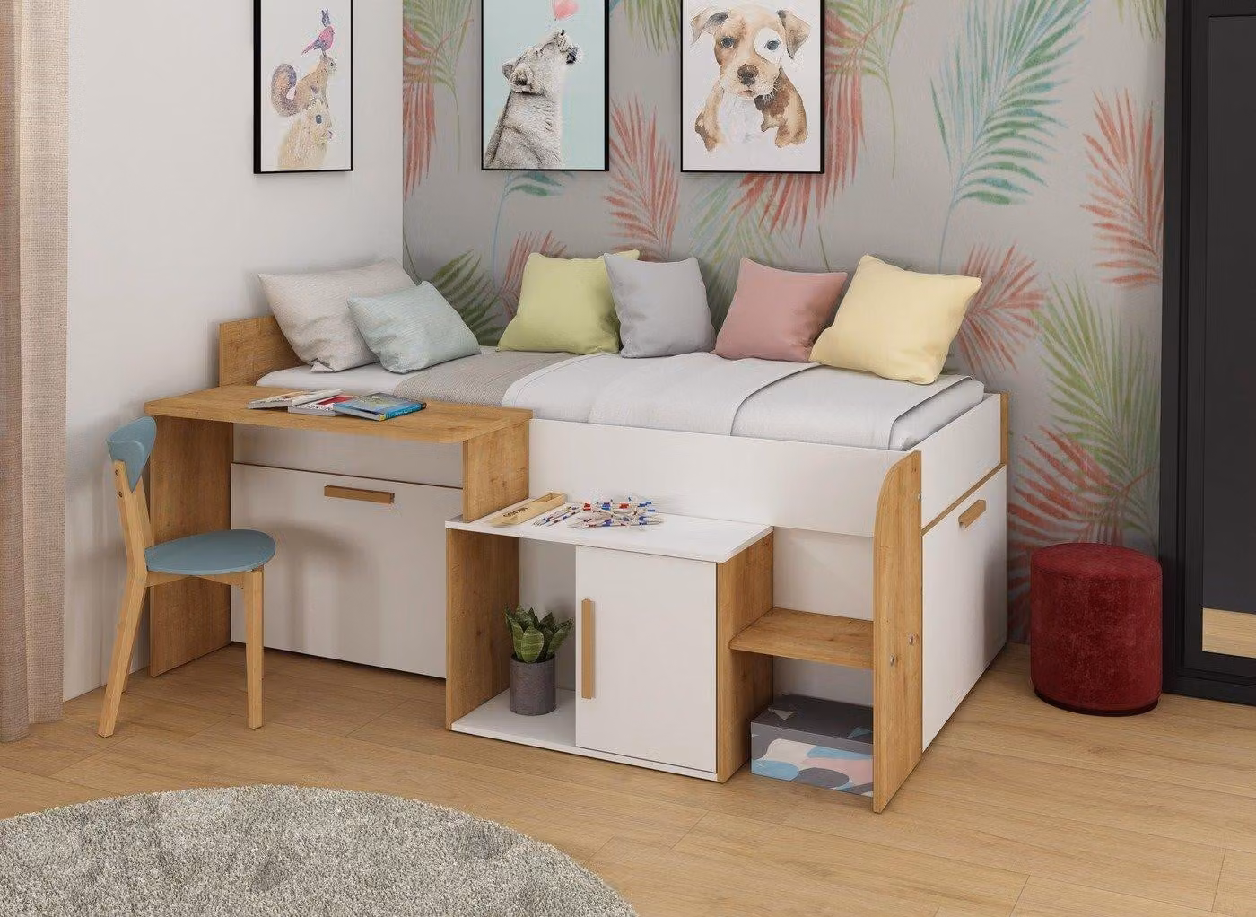 Dreams Sasha Mid-Height Cabin Bed in White with Drawers and House Frame