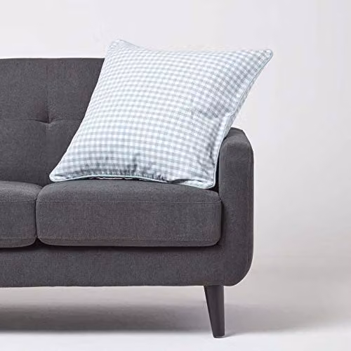 Homescapes Blue and White Gingham Check Cotton Cushion Cover, W/D/H: 60 x 60 x 0 cm – 2