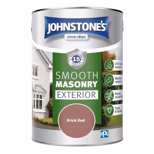 Johnstone's Exterior Smooth Masonry Paint, Red, 5L – 2