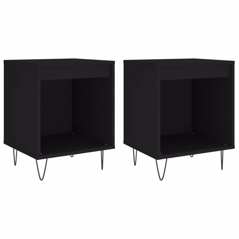 Berkfield Home Set of 2 Modern Black Bedside Cabinets in Engineered Wood, W/D/H: 40 x 35 x 50 cm