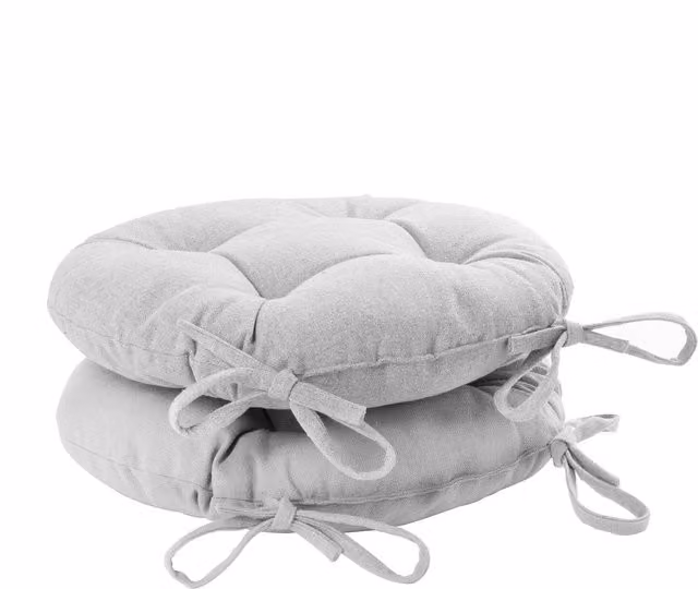 Harbour Housewares Round Garden Chair Seat Cushions, Pack of 2, Grey, Diameter: 40 cm