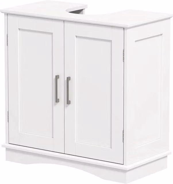 KORVIXA White Freestanding Bathroom Vanity Cabinet with Pedestal Sink and Internal Shelves W/D/H: 60 x 60 x 60 cm