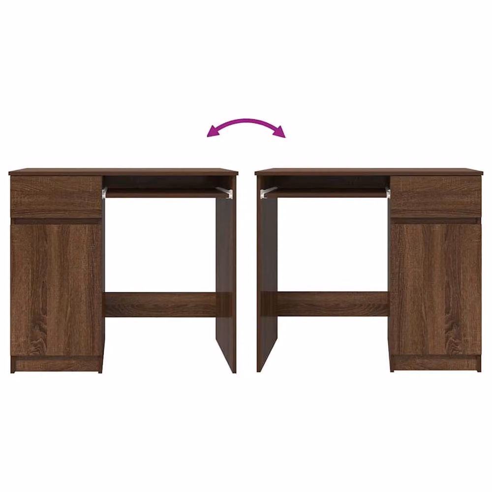 Berkfield Home Modern Brown Oak Writing Desk, W/D/H: 86 x 49 x 76 cm – 4