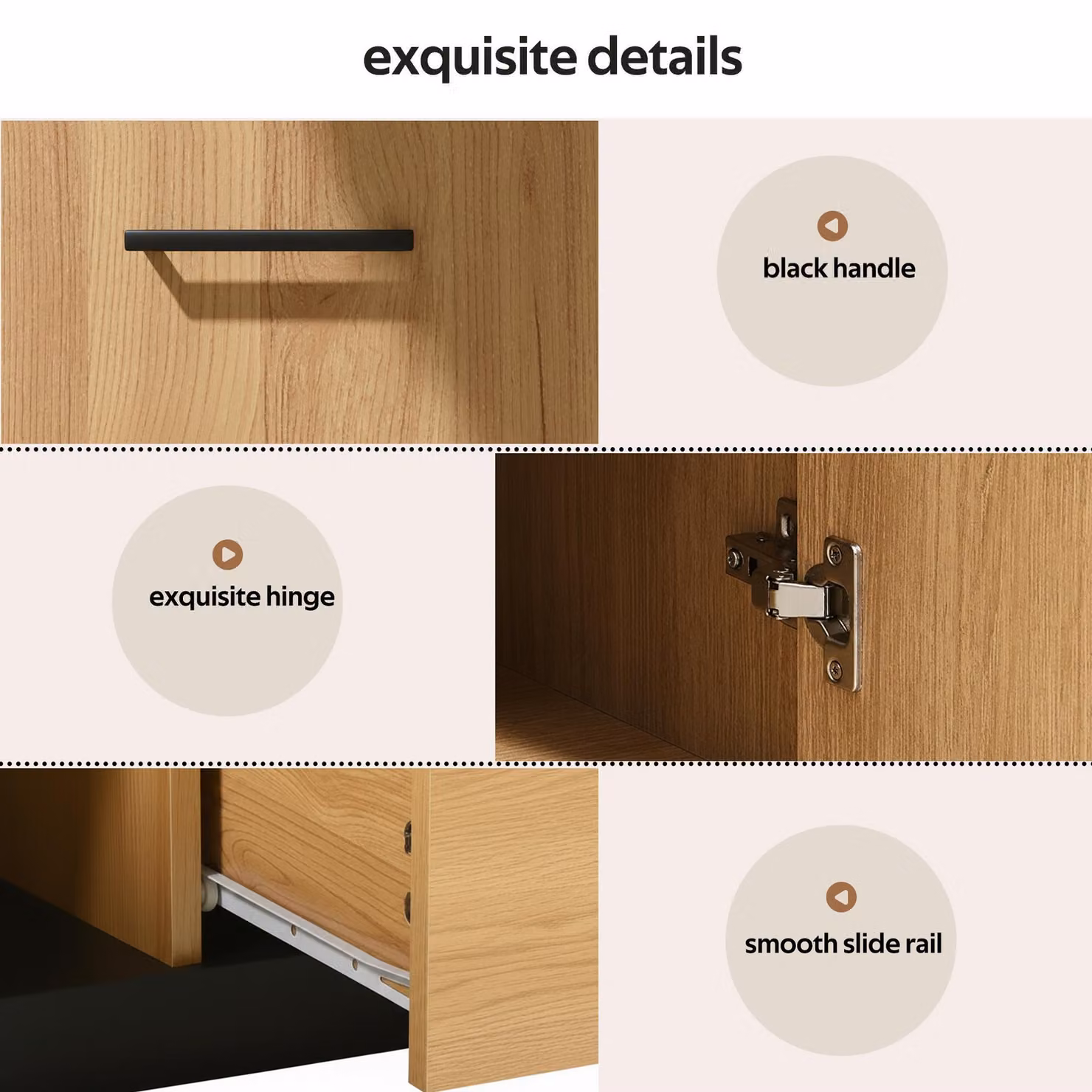 Aosom UK Modern TV Cabinet with 3 Doors, Drawer and 2 Open Glass Compartments in Black and Wood, W/D/H: 180 x 37 x 45 cm – 6
