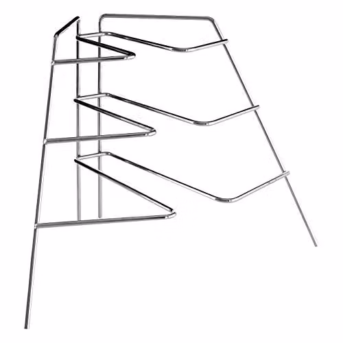 Orsina Silver Metal 3 Tier Freestanding Corner Plate Rack, Width: 37 cm