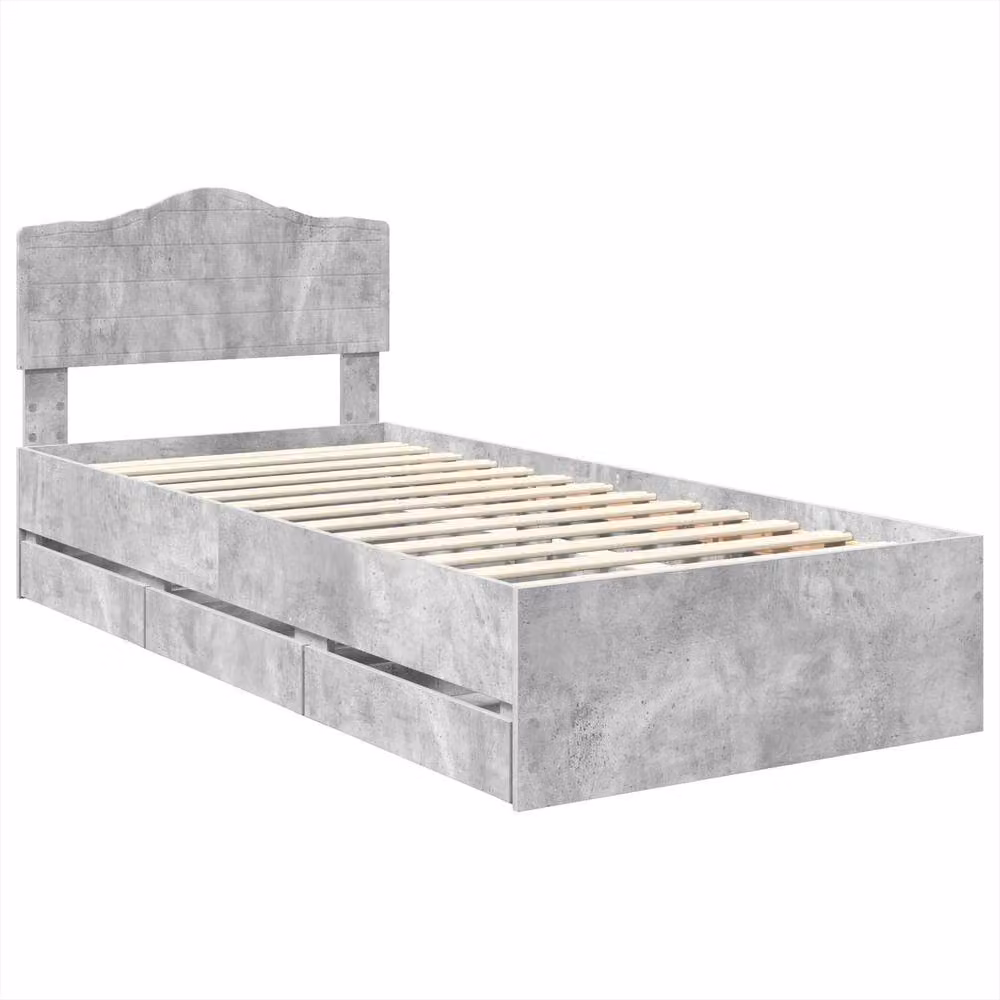 Berkfield Home Modern Bed Frame with Drawers in Concrete Grey, Engineered Wood, W: 90 cm, L: 200 cm – 2