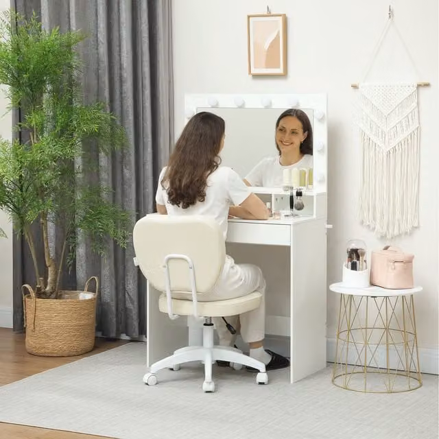 Vinsetto Modern White PU Leather Task Chair for Home Office